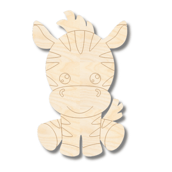 Unfinished Wood Etched Zebra Shape 14" / 1/4"