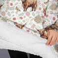 thumbnail image 3 of Oversized Wearable Blanket Hoodie,White Highland Cow Flower Butterfly Pattern Sherpa Blanket Hoodie with Super Pockets,Super Warm Fuzzy Pullover for Women & Men, 3 of 6