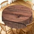 thumbnail image 2 of Tchckioa Brown Wooden Tablecloth,60 Inch Round Waterproof Table Cloth Cover for Restaurant Decor, 2 of 6