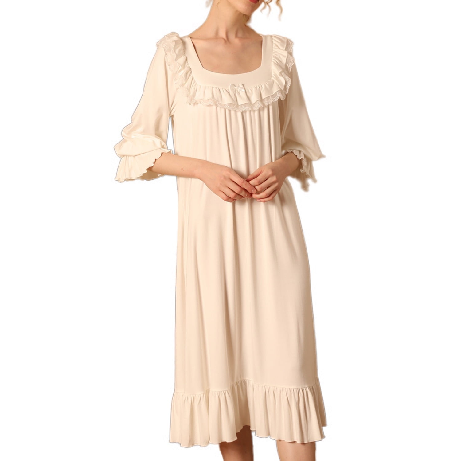 Homgro Women's Long Sleeve Victorian Nightgown Ladies Soft