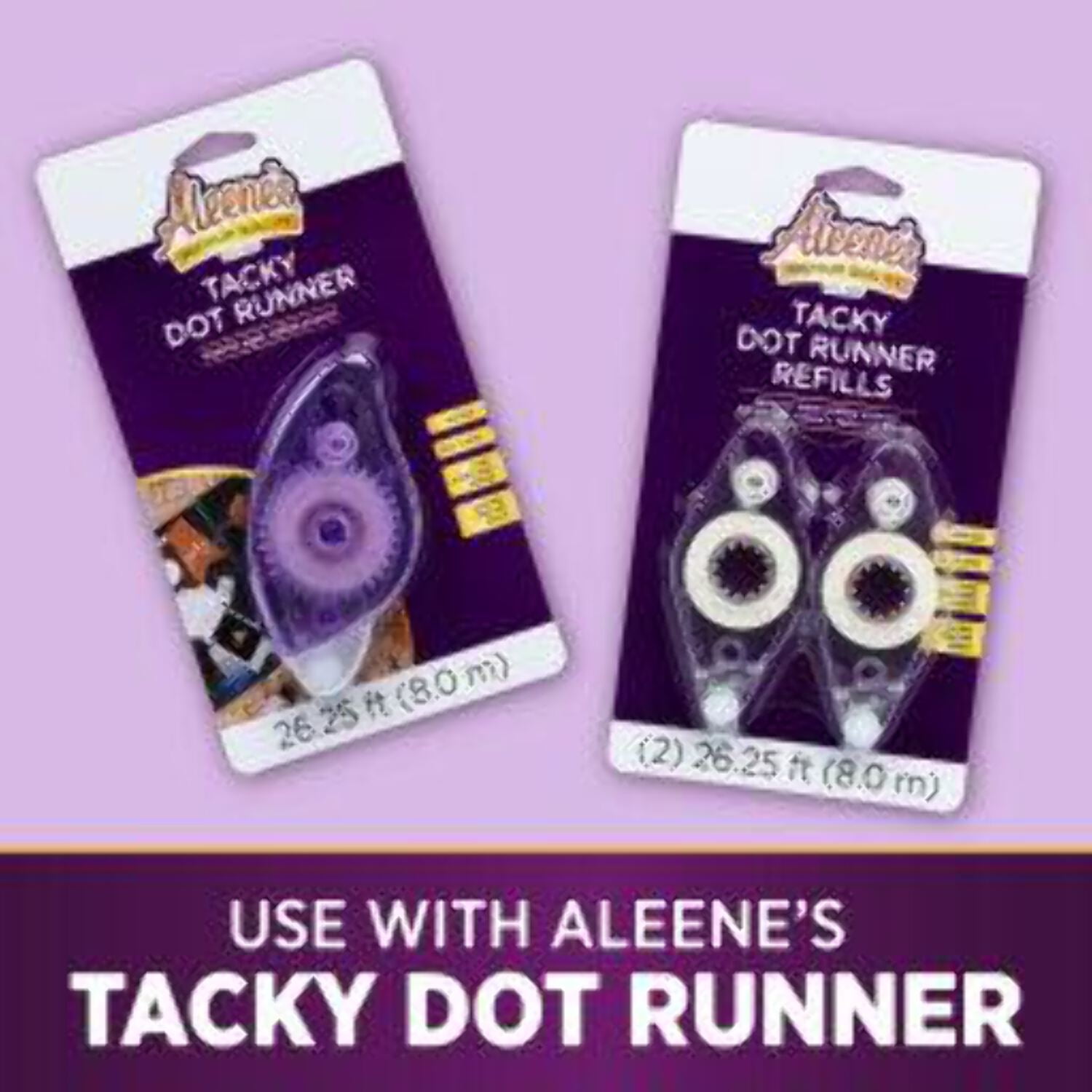 (2 pack) Aleene's Adhesive 2 Pack Tacky Dot Runner Refills, 2 (26.25 ft) Clear Double-sided Stick 48977