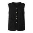 thumbnail image 2 of larppty Women's Fleece Vests Button Warm Sleeveless Coat Vest Fall Fuzzy Lightweight Jackets Winter Soft Outerwear with Pockets Black, L, 2 of 8