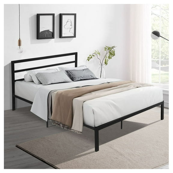 Queen Size Metal Bed Frame with Headboard