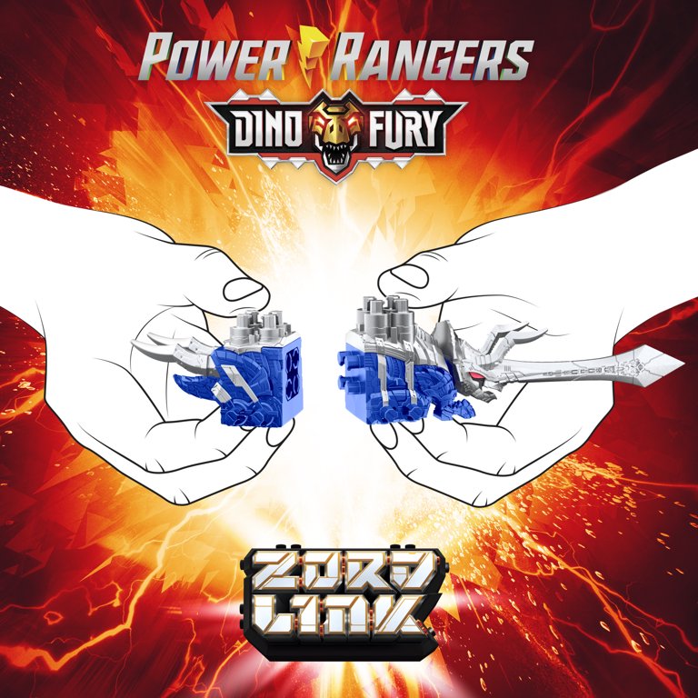 New Power Rangers Dino Fury Tricera Blade, Stego Spike Zord Action