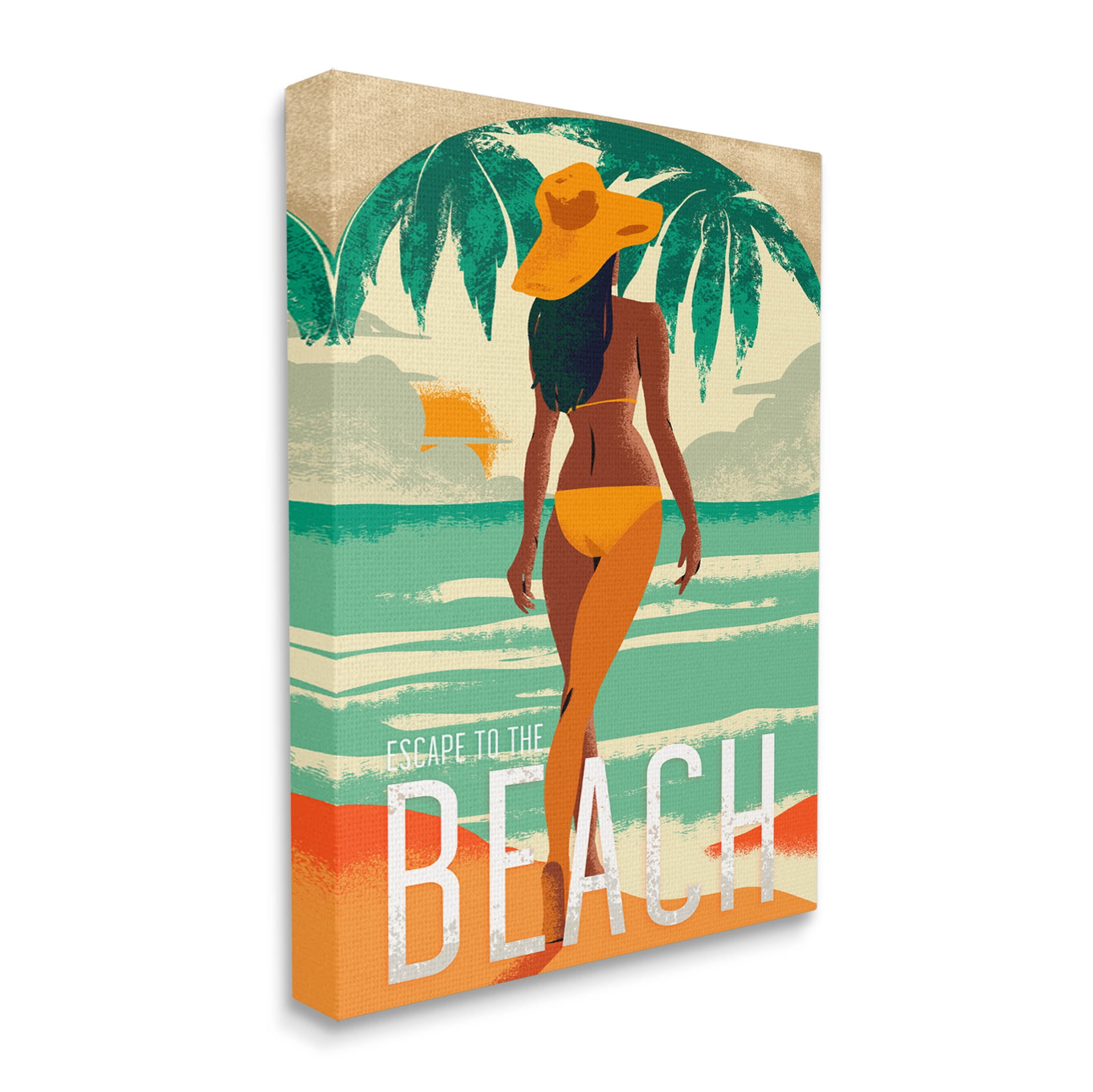 Stupell Industries Escape to Beach Vacation Graphic Art Gallery Wrapped Canvas Print Wall Art, Design by Ziwei Li