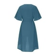 thumbnail image 5 of Liquidation d'Été 2025! Robe d'Été en Solde pour Femmes, Robes Courtes d'Été pour Femmes Manches Courtes Bloc de Couleur Ample Tendance Imitation Coton et Lin Mini Robe avec Bouton Poche, 5 of 5