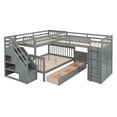 thumbnail image 4 of Harper & Bright Designs Twin-Twin Over Full L-Shaped Bunk Bed with Wardrobe Space, Solid Wood Staircase Bunk Bed with Portable Desk, Gray, 4 of 17