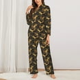 thumbnail image 2 of KLL Squirrel Gathering Nuts Print Women's Long Sleeve Pajamas with Pants Sleepwear Loungewear 2 Set-Small, 2 of 7