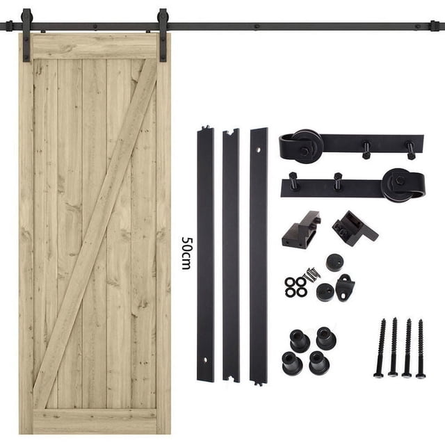 Sliding Barn Door Hardware Kit, Space Saving Design & Heavy Duty Steel, for Single Wooden Door, Easy Installation & Smooth Quiet Operation, Industrial Grade Components for Kitchen