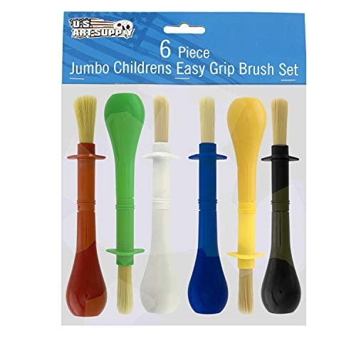 US Art Supply Pinceles Jumbo para niños, 6 piezas, para artistas de tempera, con asas fáci U.S. Art Supply U.S. Art Supply