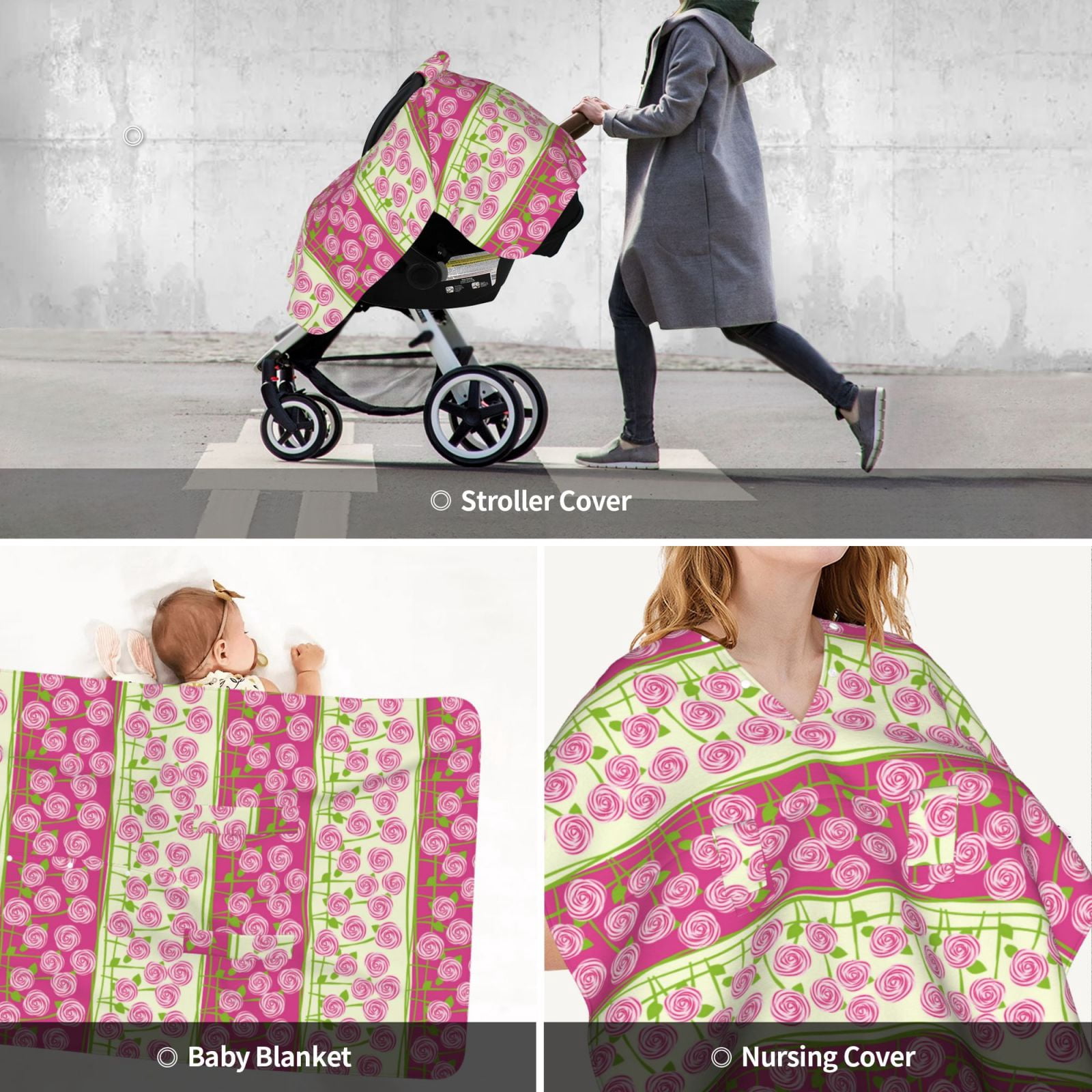 Car Seat Cover Baby - flowers Pink B Breathable Infant Car Seat Cover for Baby Carseat, Lightweight Comfort Baby Essentials Must Haves Newborn Stuff for Girl Boy