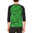 thumbnail image 2 of St Patricks Day Trippy Irish Clover Field Mens Raglan T Shirt White-Black MD, 2 of 2