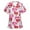 Red, variant on DailyTrove Women's Floral Print V-Neck Short Sleeve Scrub Top - Multi-Color Options, Medical & Casual Daily Outerwear