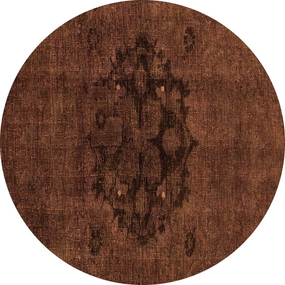 Ahgly Company Indoor Round Abstract Orange Modern Area Rugs, 3' Round
