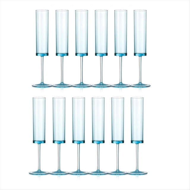 Copas de Champán Copas de Champán Cuadradas de 6 Onzas Copas de Tallo Copas para Brindis de Boda Reutilizables Paquete de 12 Azul