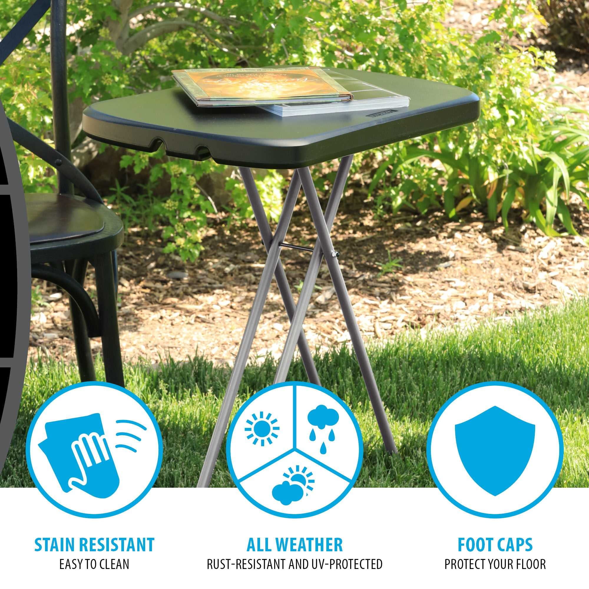 Lifetime Height Adj. 26 in. Laptop Table/TV Tray, Indoor/Outdoor Light Commercial Grade, Black