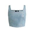 thumbnail image 3 of Madden NYC Women's Distressed Sparkle Twill Corset, Sizes XS-XXL, 3 of 5
