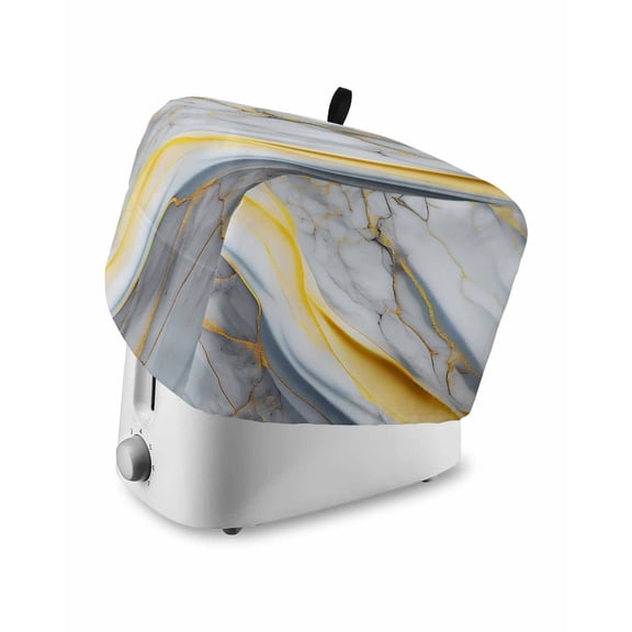Grey Marble Small Toaster Cover 2 Slice, Kitchen Appliance Covers, Modern Abstract Gold Ombre Aesthetic Art Toaster Oven Cover with Loop, Bread Machine Cover Polyester Dust Cover Protection
