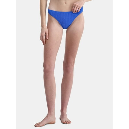 No Boundaries Women's Herringbone Crinkle Bikini Bottoms, Sizes XXS-XXL