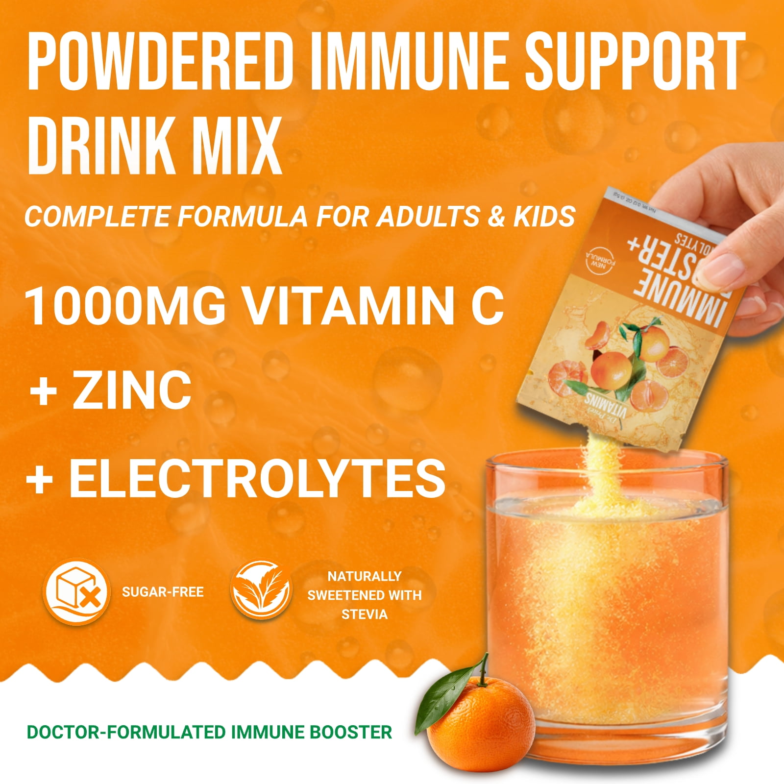 Dr. Price’s Immune Booster + Electrolytes Powder – 20 Packets | Sugar-Free Hydration Mix with Vitamin C, Zinc & Chromium