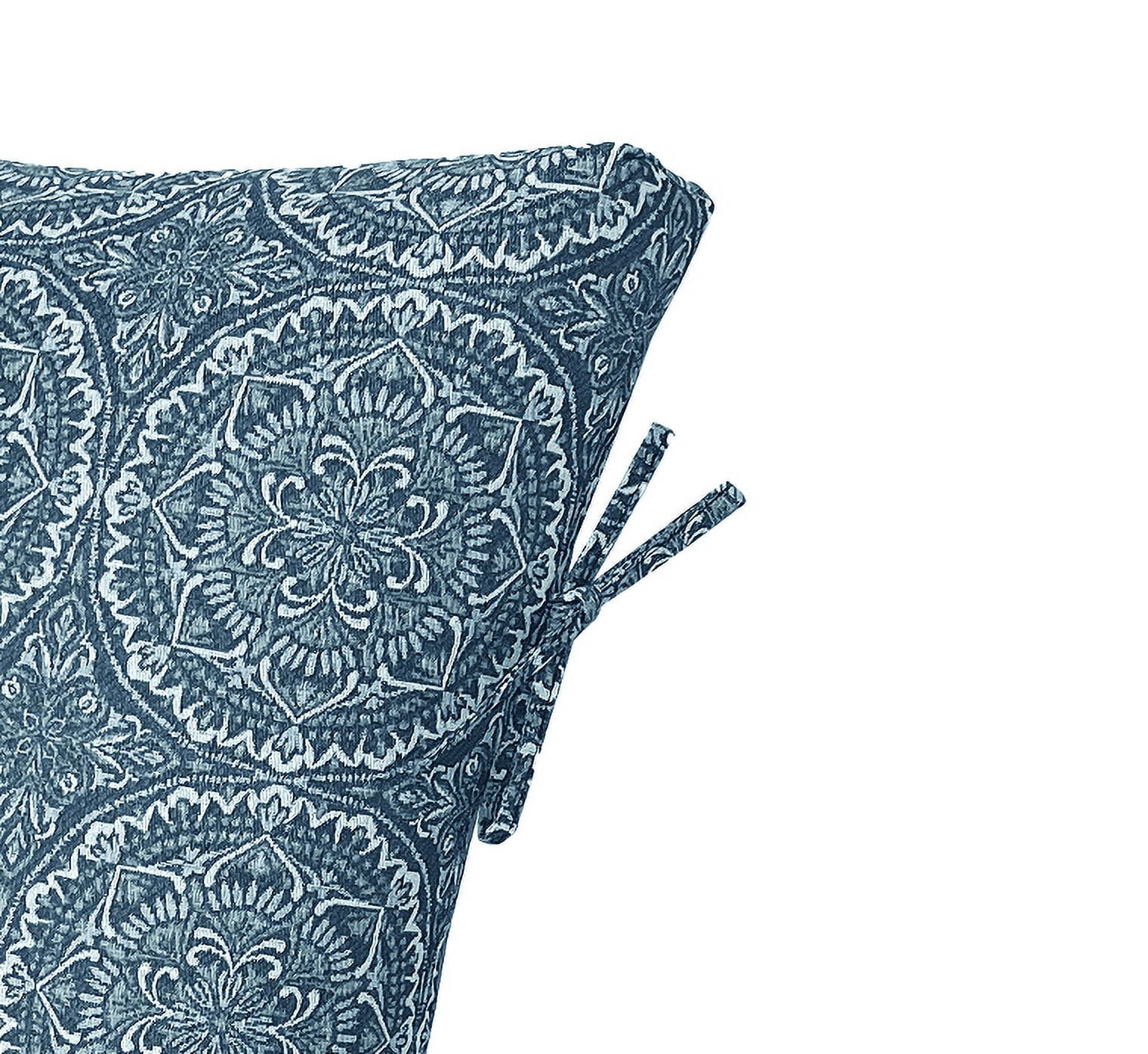 Better Homes & Gardens 20" x 22" Premium Blue and Green Medallion Outdoor Dining Chair Cushion