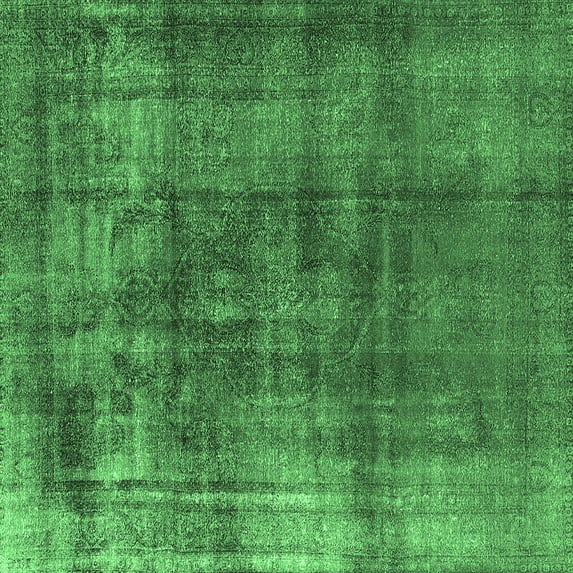 Ahgly Company Indoor Square Oriental Emerald Green Industrial Area Rugs, 5' Square