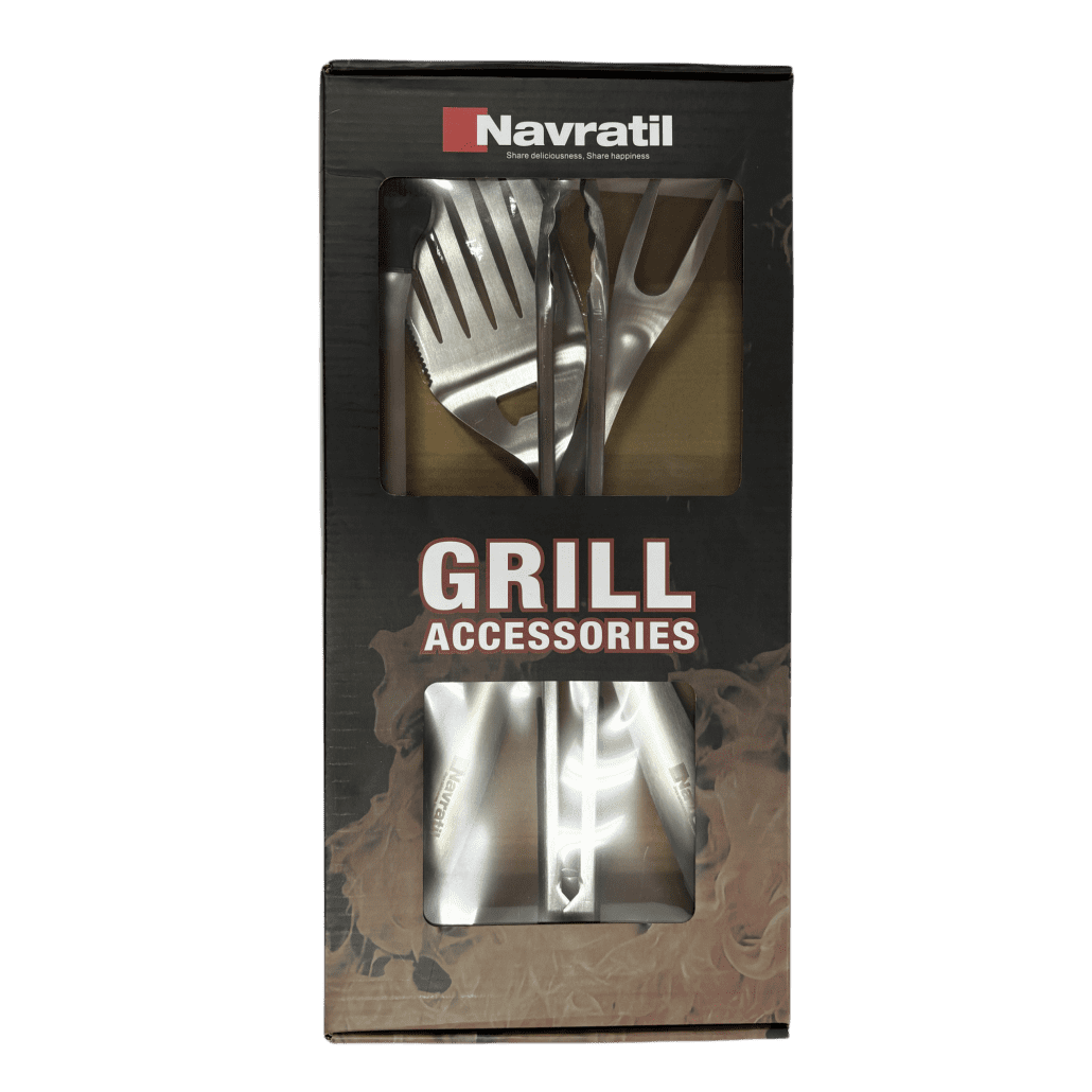 Heavy Duty Stainless Steel BBQ Tool Set with Spatula, Locking Tongs & Silicone Brush – Multi-Surface Grill Accessories for Gas/Charcoal – Perfect Gift for Dad or Chef
