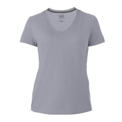 Playera Fruit Of The Loom para Mujer, Cuello V Manga Corta Gris Jaspe Claro Talla G