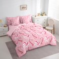 thumbnail image 3 of Manfei Candy Cane 7 Pieces Bedding Comforter Set,Sweet Dessert Full Bedding Set,Pink Red White Fitted Sheet Flat Sheet For Girls Kids,Microfiber Bedroom Decor Reversible, 3 of 8