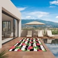 thumbnail image 3 of Striped Flamingo Outdoor Rug for Patio/Deck/Porch, Non-Slip Large Area Rug 5 x 7 Ft, Pink Birds Green Palm Leaf Black White Indoor Outdoor Rugs Washable Area Rugs, Camping Rug Carpet Runner, 3 of 8