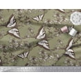 thumbnail image 3 of Soimoi Green Poly Georgette Fabric Flower & Butterfly Print Fabric by The Yard 52 Inch Wide, 3 of 3