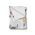thumbnail image 2 of Tea Party Soft Flannel Fleece Throw Blanket, Doodle Style Frame with Tea Time Retro Lettering Cups Sweets Colorful Dots, Cozy Plush for Indoor and Outdoor Use, 60" x 80", Multicolor, by Ambesonne, 2 of 6