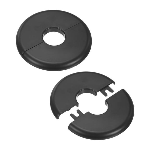 2-Pack Wall Split Flange, for 0.8 Inch/20mm OD Pipe ABS Escutcheon Plate Round Plumbing Cover Plates [Black]