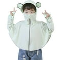 thumbnail image 3 of QATAINLAV Ofertas Del Dia de Hoy Relampago! Children's Sun Clothes Outdoor Ice Silk Boys and Girls Breathable Hooded Shawl Tops Long Sleeve Zip Up Sun Protection Shirts Green S, 3 of 4
