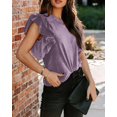 thumbnail image 3 of Sherrylily Woman Ribbed Velvet Blouse Short Ruffle Sleeve Casual Shirt, 3 of 5