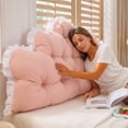 thumbnail image 5 of QISIWOLE Light Pink Dorm Twin Headboard Wedge Pillow, 39in Handmade Support Backrest Large Bolster Cushion with Two Large Side Pockets and Removable Cover, 5 of 6