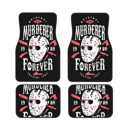 Horror Movie Friends Car Floor Mats 4pc Set Anti Skid Vehicle Floor Mat Car Carpet For Front Rear Seats Universal Auto Interior Accessories