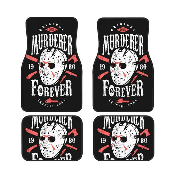 Horror Movie Friends Car Floor Mats 4pc Set Anti Skid Vehicle Floor Mat Car Carpet For Front Rear Seats Universal Auto Interior Accessories