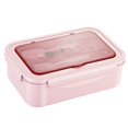 thumbnail image 1 of Bento Lunch Box Set Plastic Leak-proof Meal Food Container Spoon Fork for Adults Kids  Khaki, 1 of 10