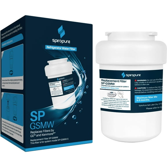 SpiroPure Refrigerator Water Filter Replacement for GE MWF, FMG-1, PL-100, PF8, MWFP3PK, GWF, WFC1201, 9991, FMG1, RWF1060, WSG-1, MWFA, 46-9991, HWF, CWMF031, EBL7771, SP-GSMW, MWFP (1 Pack)
