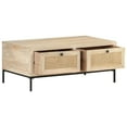 thumbnail image 2 of vidaXL Coffee Table 35.4"x19.7"x14.6" Solid Mango Wood and Natural Cane, 2 of 10