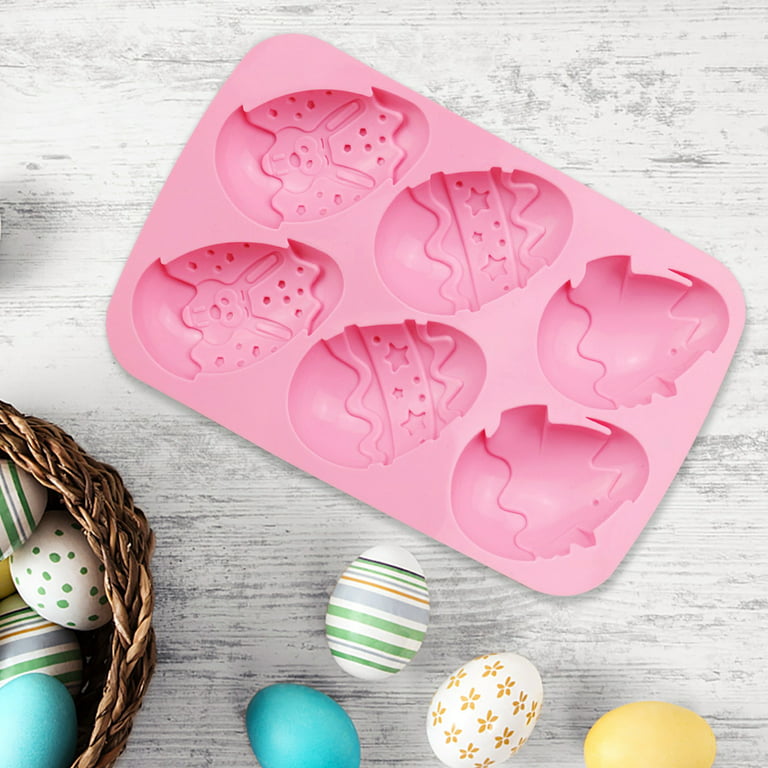 Dengmore Easter Egg Shaped Silicone Cake Mold 6 Cavity Chocolate