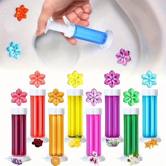 6 Pcs Toilet Gels 84 Count 6 Kinds Flower Stamp Bowl Gel Scent Toilet Stain Removal Cleaner Air Freshener Flower Stamps Pack for Bathtubs Bathroom