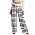 thumbnail image 4 of Women's Winter Plaid Print Drawstring Casual Sports Pants, Gray, M, 4 of 5