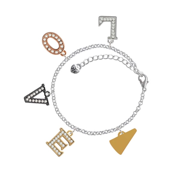 Delight Jewelry Acrylic 3/4" Goldtone Megaphone Multi-Colored Crystal Love Charm Bracelet