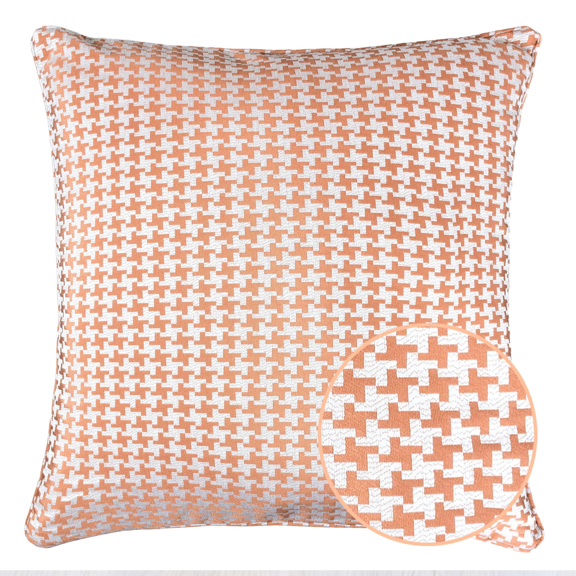 Makayla Orange Geometric Polyester 20 in. x 20 in. Throw Pillow