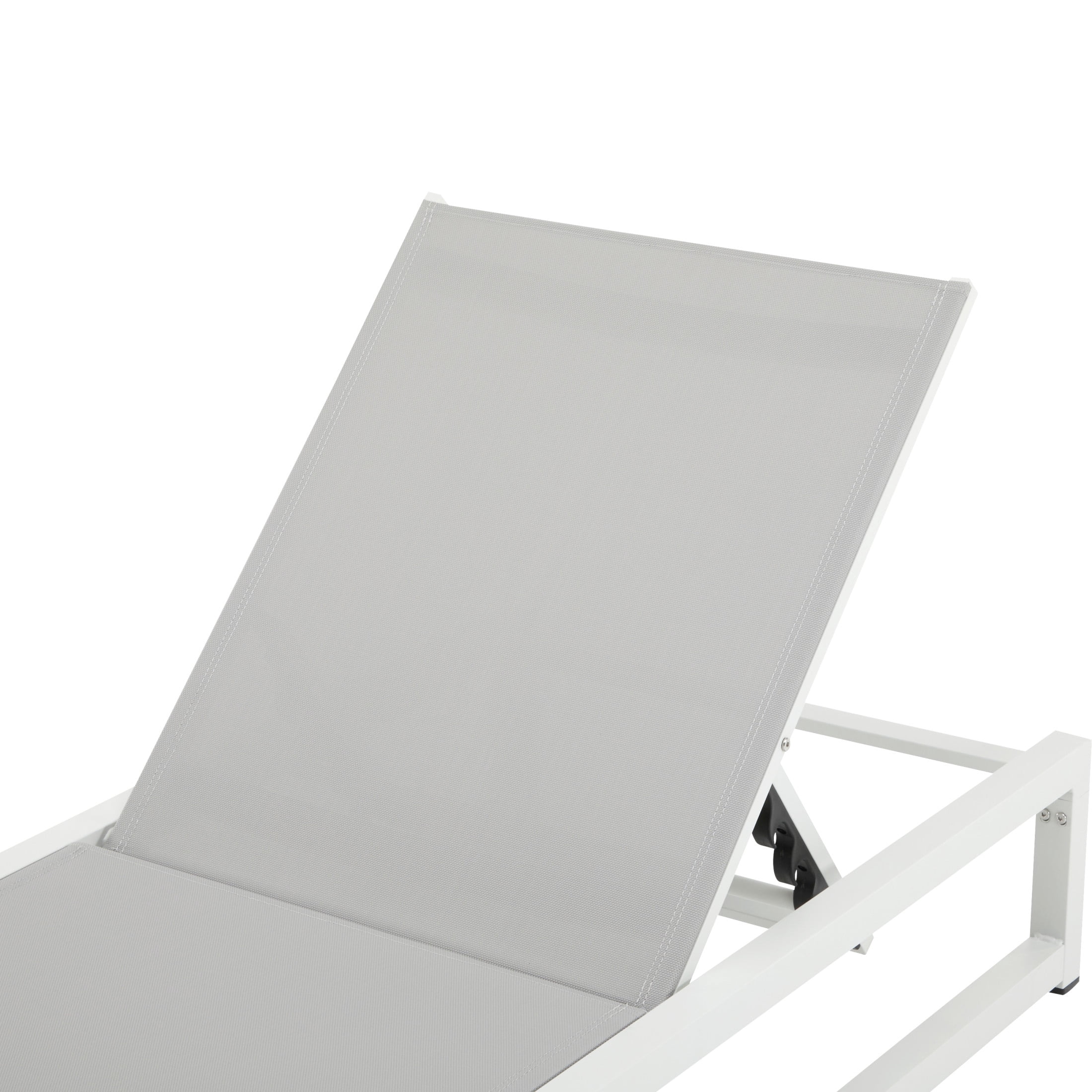 Christopher Knight Home Outdoor Chaise Lounge with 5-Level Adjustable Backrest, White and Light Gray