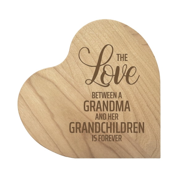 Engraved Wooden Heart Block 5” x 5.25” x 0.75”- The Love Between
