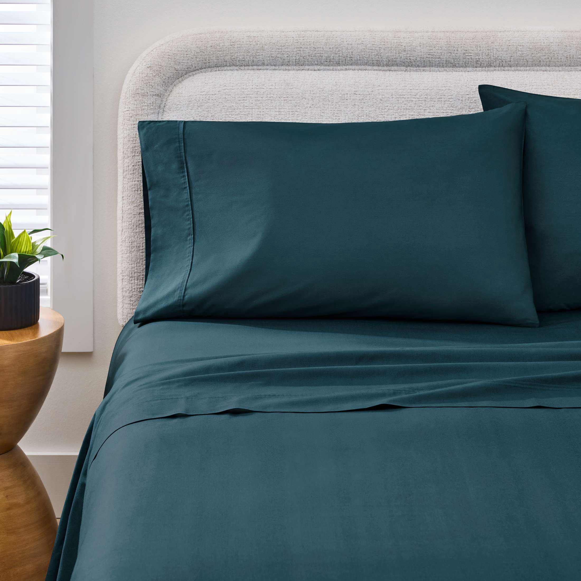 Better Homes & Gardens 2-Piece 300 Thread Count Cotton Percale Teal Ocean Pillowcases, King