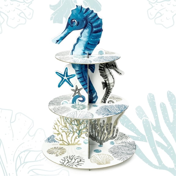 2ooya Coastal Paper Cake Stand for Birthday Baby Shower Party Decor, 1 Count
